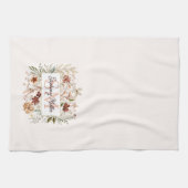 Elegante Monogram Waterverf Herfst Wilde Bloem Blo Theedoek (Horizontaal)