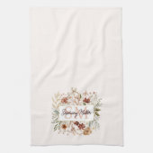 Elegante Monogram Waterverf Herfst Wilde Bloem Blo Theedoek (Verticaal)