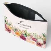Elegante Monogram Waterverf Roos Bloem Bruidsmeisj Etui (Open)