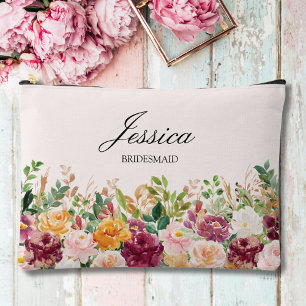 Elegante Monogram Waterverf Roos Bloem Bruidsmeisj Etui