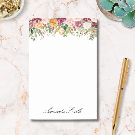Elegante Monogram Waterverf Roos Bloementuin Post-it® Notes