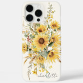 Elegante Monogram Waterverf Zonnebloem Boeket Case-Mate iPhone Case (Achterkant)