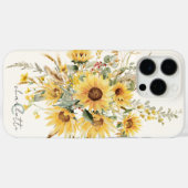 Elegante Monogram Waterverf Zonnebloem Boeket Case-Mate iPhone Case (Achterkant (horizontaal))