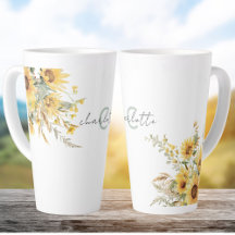 Elegante Monogram Waterverf Zonnebloem Boeket