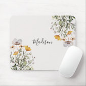 Elegante Monogram Wildflower Boeket Bloem Muismat (Met muis)