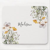Elegante Monogram Wildflower Boeket Bloem Muismat (Voorkant)