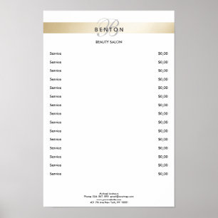 Elegante Monogram Wit Gouden Streep Prijzenlijst  Poster