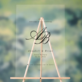 Elegante Monogram Wit Huwelijk Acryl Bord