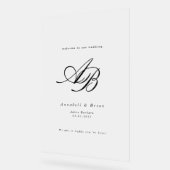 Elegante Monogram Wit Huwelijk Acryl Bord (Hoek)