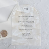 Elegante Monogram Witte Huwelijk Acryl Uitnodigingen