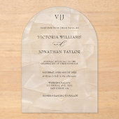 Elegante Monogram Witte Huwelijk Acryl Uitnodigingen (Voorkant)