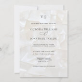 Elegante Monogram Witte Huwelijksuitnodiging Kaart (Voorkant)