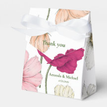 Elegante Monogram Witte Roze Bloemen Ribbon Weddin