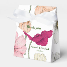 Elegante Monogram Witte Roze Bloemen Ribbon Weddin Bedankdoosjes