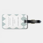 Elegante Monogram Witte Rozen Groene Bladeren Diam Bagagelabel (Achterkant horizontaal)