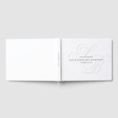Elegante Monogram Zilver Zwart Witte Bruiloft Gastenboek (Volledig)