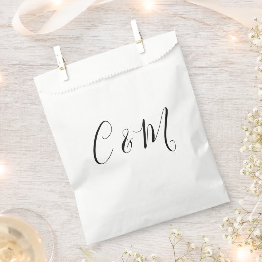 Elegante Monogram Zwart en Wit Bedankzakje (Geknipt)