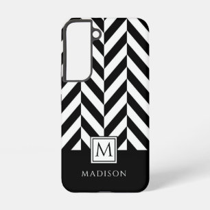 Elegante Monogram Zwart En Wit iPhone 15 Hoesje Samsung Galaxy Hoesje
