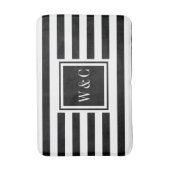 Elegante Monogram Zwart Wit Streep Badmat (Voorkant Verticaal)