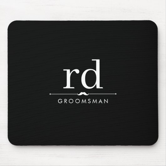 Elegante Monogram Zwarte en Witte Bruidsjonkers Ca Muismat (Voorkant)