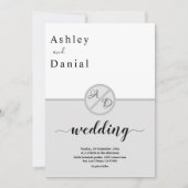 Elegante Monogram Zwarte En Witte Grijze Chic Trou Kaart (Voorkant)