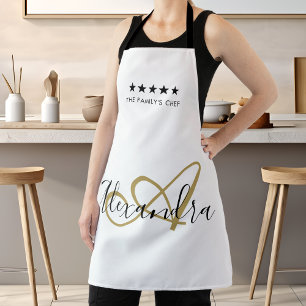 Elegante Monogram Zwarte Goud Schrift Beste Chef N Schort