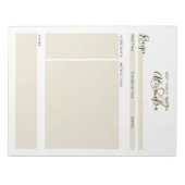 Elegante Monogram Zwarte Gouden Moderne Receptenbl Notitieblok (Voorkant)