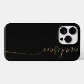 Elegante Monogram Zwarte Gouden Script iPhone Hoesje (Achterkant horizontaal)