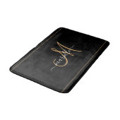 Elegante Monogram Zwarte Gouden Script Naam Badmat (Gekanteld)