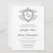 Elegante Monogramme Wapen Uitnodiging (Voorkant)