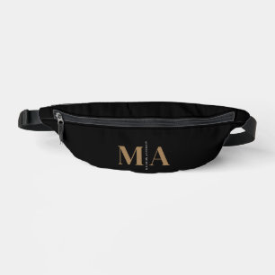 Elegante Monogrammed Black Gold Naam Heuptasje