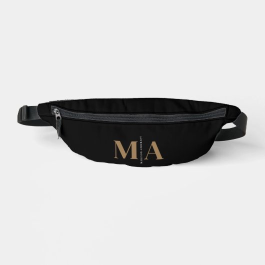 Elegante Monogrammed Black Gold Naam Heuptasje (Voorkant)
