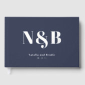 Elegante Monogrammed Bruiloft Gastenboek (Voorkant)