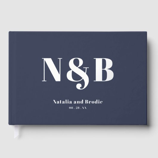 Elegante Monogrammed Bruiloft Gastenboek (Voorkant)