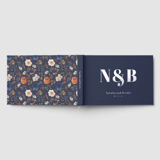 Elegante Monogrammed Bruiloft Gastenboek (Volledig)