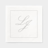 Elegante Monogrammed Eenvoudig Script Huwelijk Zil Folie Servetten (Voorkant)