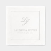 Elegante Monogrammed Eenvoudig Script Huwelijk Zil Folie Servetten (Voorkant)