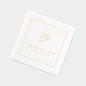 Elegante Monogrammed Eenvoudig Script Trouwgoud Folie Servetten (Links)