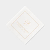 Elegante Monogrammed Eenvoudig Script Trouwgoud Folie Servetten (Rechts)