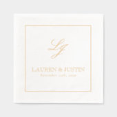 Elegante Monogrammed Eenvoudig Script Trouwgoud Folie Servetten (Voorkant)