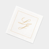Elegante Monogrammed Eenvoudig Script Trouwgoud Folie Servetten (Links)