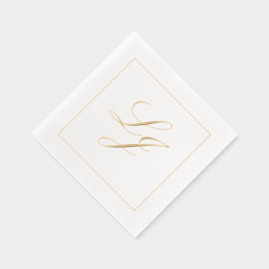 Elegante Monogrammed Eenvoudig Script Trouwgoud Folie Servetten (Rechts)