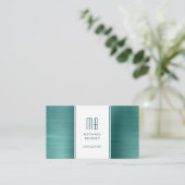 Elegante Monogrammed Emerald Green Consultant Visitekaartje (Staand voorkant)