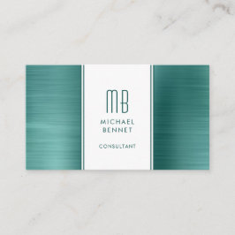 Elegante Monogrammed Emerald Green Consultant Visitekaartje
