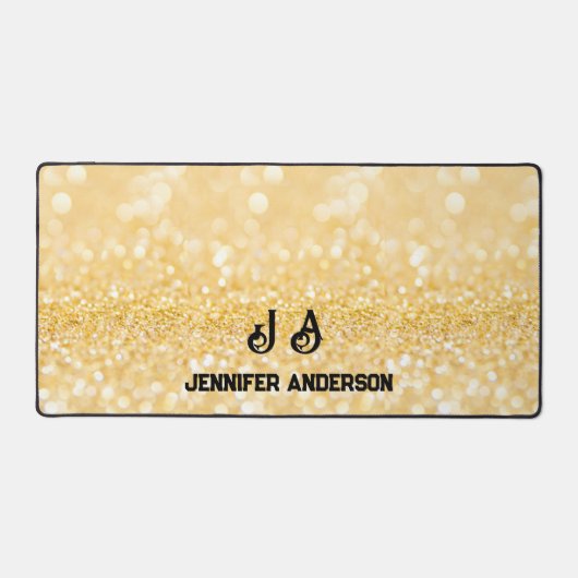 Elegante Monogrammed Faux Gold Bubble Bureaumat (Voorkant)
