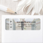 Elegante Monogrammed Fotobedekking Trouwadres Etiket (Insitu)
