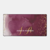 Elegante Monogrammed Gold Bourgogne Desk Mat (Voorkant)