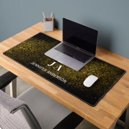 Elegante Monogrammed Gold Shine Stars Desk Mat