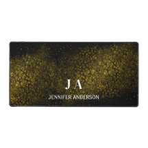 Elegante Monogrammed Gold Shine Stars Desk Mat