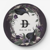 Elegante Monogrammed Gotische Bruiloft Papieren Bordje (Voorkant)